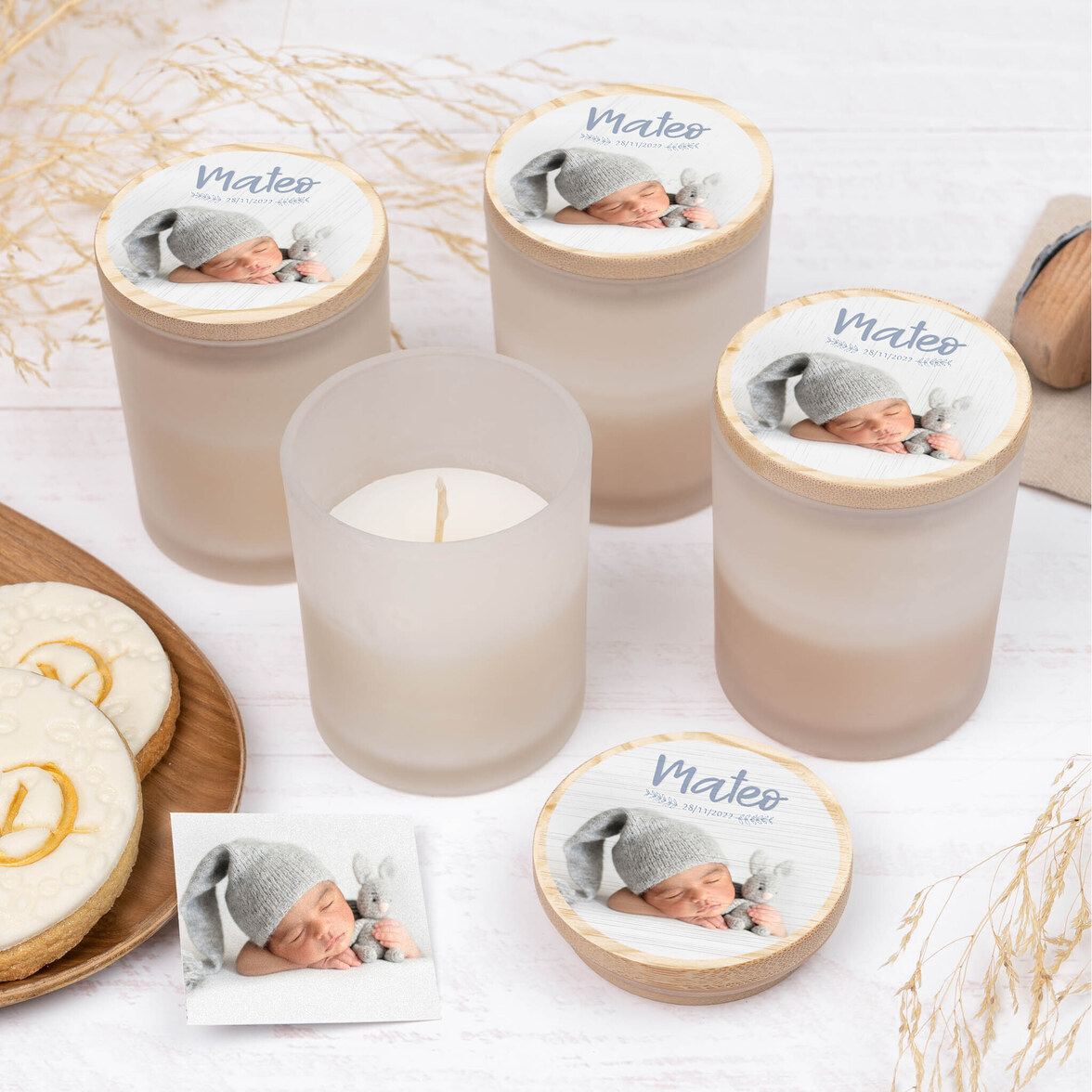 espelmes personalitzades amb tapa de fusta